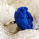 кольцо,кольцо ручной работы,кольцо цветок,кольцо пион,синее кольцо,синий пион,кольцо модное,кольцо яркое.Зарифа Пирогова(viola8)