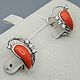 Order Silver earrings with coral 15h6 mm and cubic zirconia. yakitoriya. Livemaster. . Earrings Фото №3