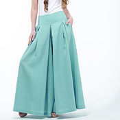 Одежда handmade. Livemaster - original item Mint skirt-trousers made of 100% linen. Handmade.