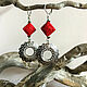 Classic earrings with vermilion 'Almaden', Earrings, Irkutsk,  Фото №1