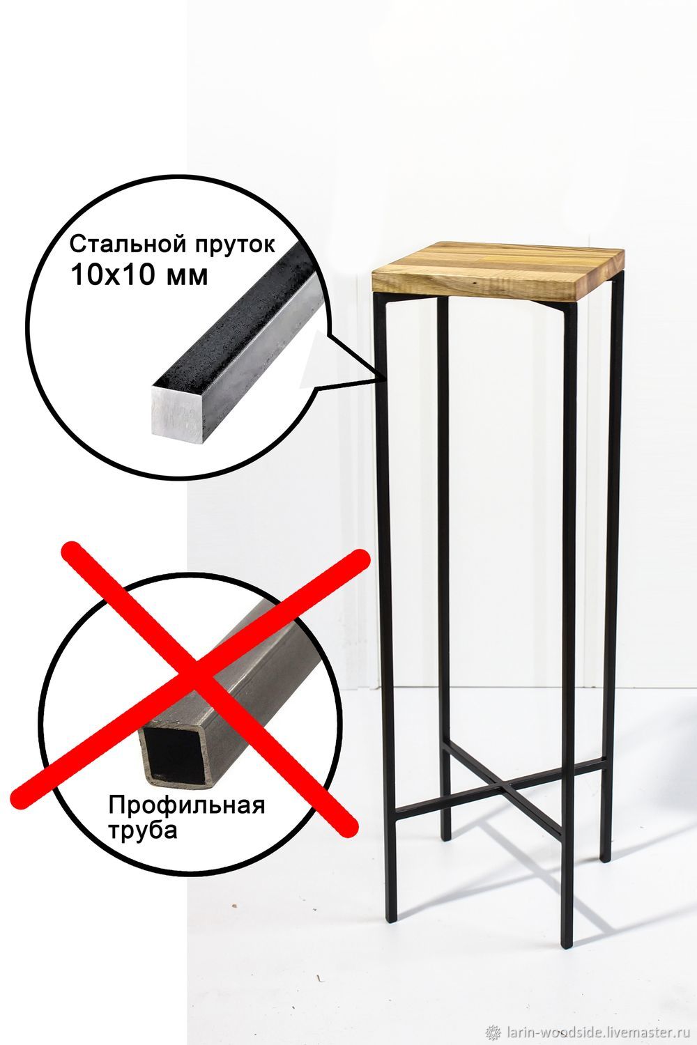 Подставка для кашпо Лейлани от бренда Рео, 50х20 см, черная матовая в ...