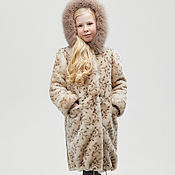 Одежда детская handmade. Livemaster - original item Natural Mouton fur coat with a pattern 
