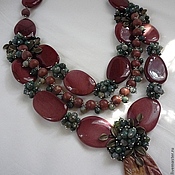 3нити NECKLACE + EARRINGS - AVENTURINE, jade, JASPER beads