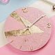 Pink round wall clock with gold potal, Watch, Moscow,  Фото №1