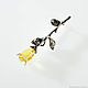 Delicate rose brooch made of amber and silver, Brooches, Moscow,  Фото №1