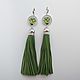 Earrings with leather tassels Artichoke. Tassel earrings. Linda (LKdesign). My Livemaster. Фото №4