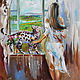 Oil painting on canvas, Girl and cat. Pictures. Annet Loginova. Online shopping on My Livemaster.  Фото №2
