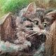  Котёнок-озорник 15х15. Картины. Наталия ∽ Картины из шерсти ∽ (WoolenArt). Интернет-магазин Ярмарка Мастеров.  Фото №2