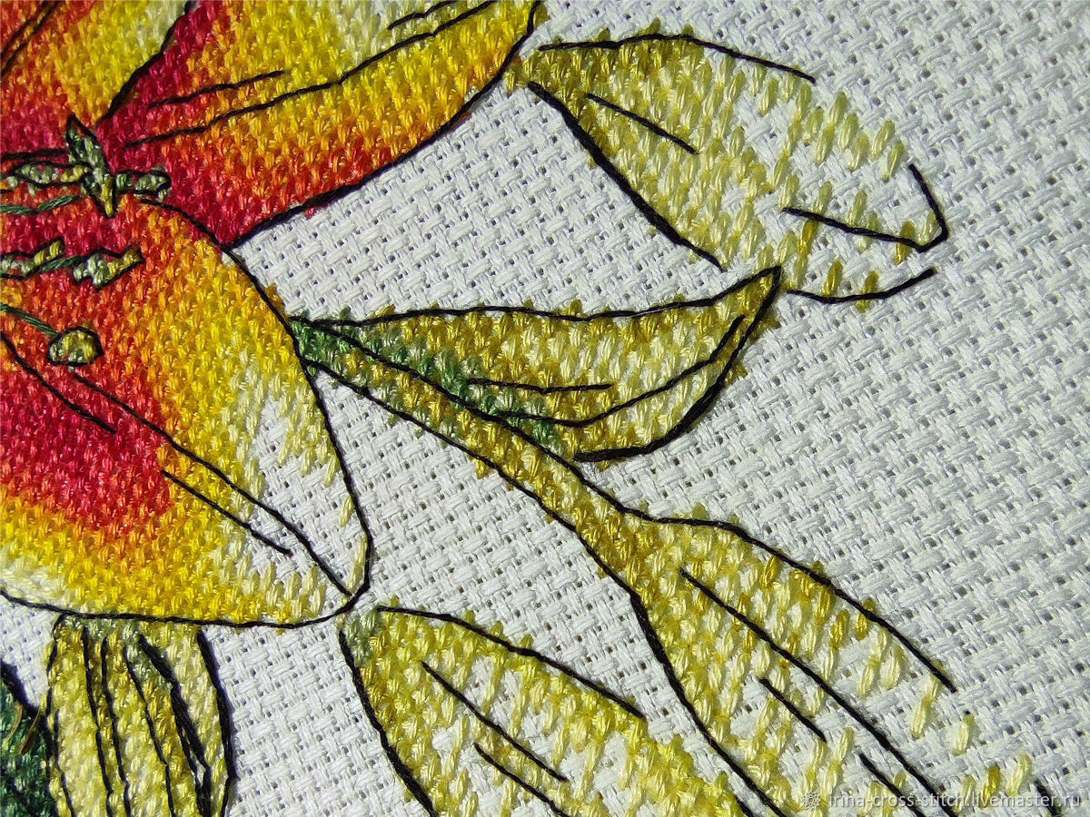 Схема вышивки «Подушка - лилии»