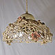 Ceiling lamp with 4 lamps boudoir style `Transparency`. Braided ceramic and ceramic floristry Elena Zaichenko
