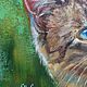 Картина "Любопытный кот". Холст, масло, 20 х 20 см. Картины. Картины Семилетовой Светланы. Ярмарка Мастеров.  Фото №5