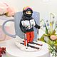 Кружка "Лыжник" из полимерной глины. Кружки и чашки. Flowerdecor337. Ярмарка Мастеров.  Фото №4