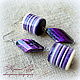 Asymmetric earrings ' Purple cylinders', Earrings, Stupino,  Фото №1