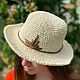 Шляпа-Панама из крученой рафии. Шляпы. IrinaRoma. Интернет-магазин Ярмарка Мастеров.  Фото №2