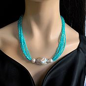 Украшения handmade. Livemaster - original item Necklace with amazonite and pearls 