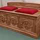 Лавка-седалище большая резная. Стулья. Мебель в Храм. Алексей Вилков (mebelvhram). Интернет-магазин Ярмарка Мастеров.  Фото №2