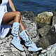 botas: INDIANINI azul-botas Italianas hechas a mano, High Boots, Rimini,  Фото №1