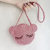 Сумки и аксессуары handmade. Livemaster - original item Round children`s bag with raffia ears. Handmade.