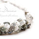 Short necklace-choker with labradorite, moonstone and rock crystal. The combination necklace grey and white colors makes it a versatile decoration that can be worn every day and for any occasion.
