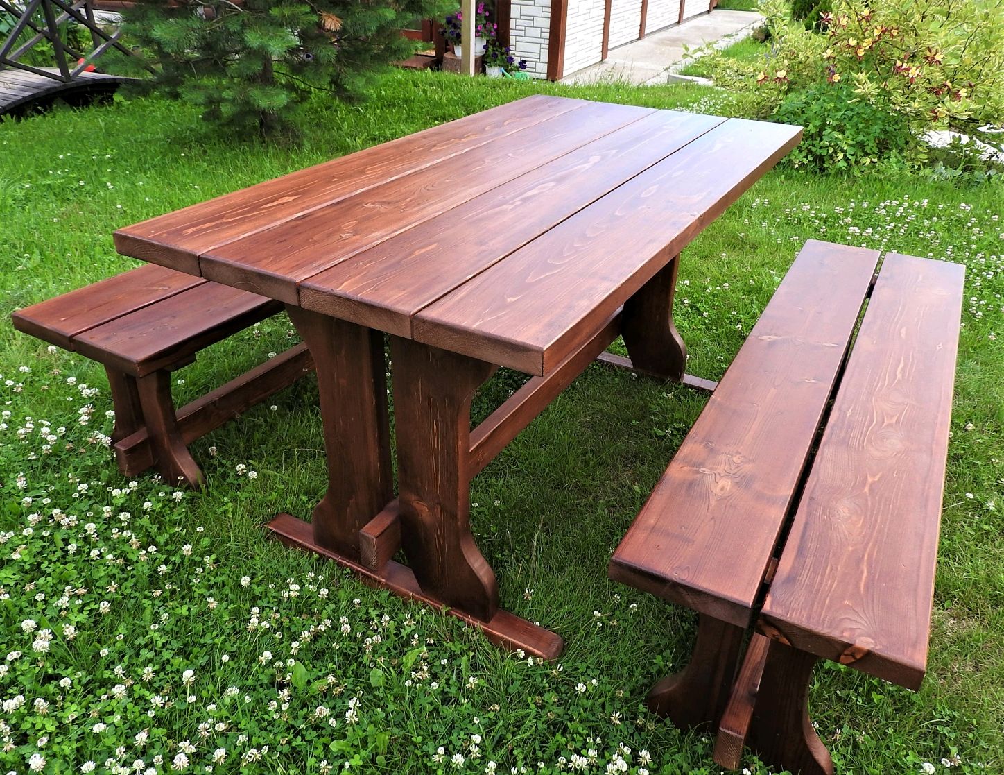 Садовый стол из дерева своими руками фото