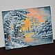 Picture miniature Christmas tree and snowman by the lake, 20h15, oil. Pictures. Valeria. Online shopping on My Livemaster.  Фото №2