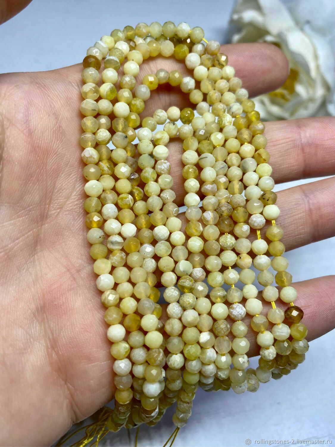 Бусины Желтый Опал огранка 4-4,5мм КАЧЕСТВО п/нить 19,5см в интернет ...
