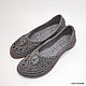 Knitted ballet flats with a button, gray cotton. Ballet flats. florina34. My Livemaster. Фото №4