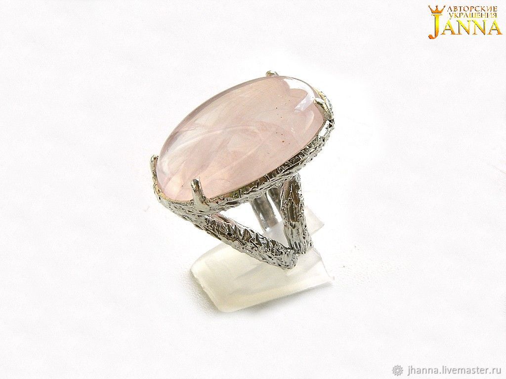 Rose quartz. ' Olivia ' Rose quartz ring, Rings, Volgograd,  Фото №1