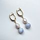Серьги с жемчугом и голубым агатом. Серьги классические. Katerina Moroz accessories for you (katerinamoroz). Интернет-магазин Ярмарка Мастеров.  Фото №2