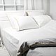 White bedding. White duvet cover. White Linen Duvet Cover Set, Souvenirs by profession, Moscow,  Фото №1