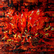 Картины и панно handmade. Livemaster - original item Abstract painting red fire colorful acrylic on paper Fireplace. Handmade.