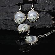 Украшения handmade. Livemaster - original item Dion`s earrings, ring and pendant with agates made of 925 DD0025 silver. Handmade.
