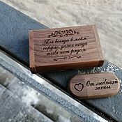 Сувениры и подарки handmade. Livemaster - original item Wooden flash drive with engraving, gift. Handmade.