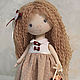 Little doll Katya. Interior doll with brown eyes in beige dress, Dolls, St. Petersburg,  Фото №1