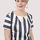 Striped cotton dress with a pearl collar short. Dresses. Yana Levashova Fashion. My Livemaster. Фото №4