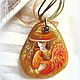Lacquer miniature the painting on the stone cock symbol of the year, Pendants, Moscow,  Фото №1