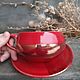 Red tea pair. Single Tea Sets. Ceramist_mamontov. Online shopping on My Livemaster.  Фото №2