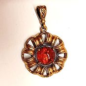 Украшения handmade. Livemaster - original item Flower pendant with amber gold color as a gift to a girl woman. Handmade.