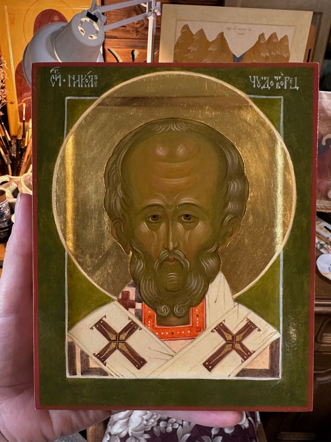 Икона св. Николая Чудотворца на заказ в интернет-магазине Ярмарка Мастеров по цене 14000 ₽ – WWWYQRU | Иконы, Москва - доставка по России