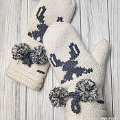 Аксессуары handmade. Livemaster - original item Double mittens made of cashmere and merino. Handmade.