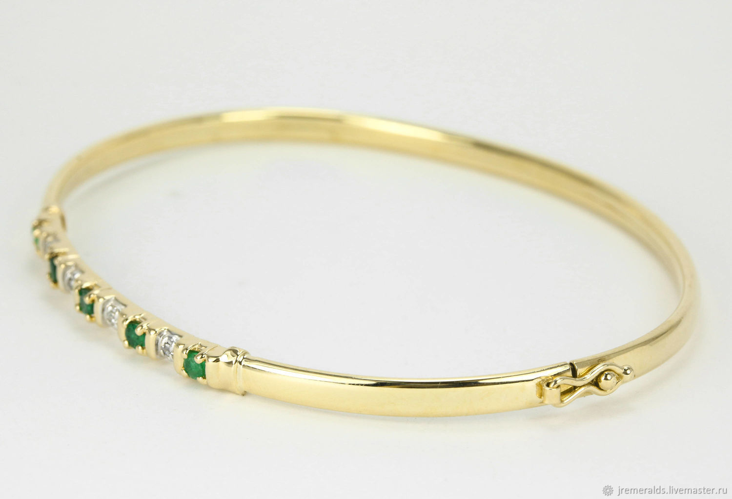 0.40tcw Colombian Emerald & Diamond Bangle Bracelet 14k, Emerald Bangl