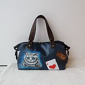 Сумки и аксессуары handmade. Livemaster - original item Leather double-sided bag with custom painting for Yana). Handmade.