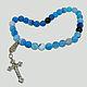 Christian rosary of blue agate with black agate dividers
