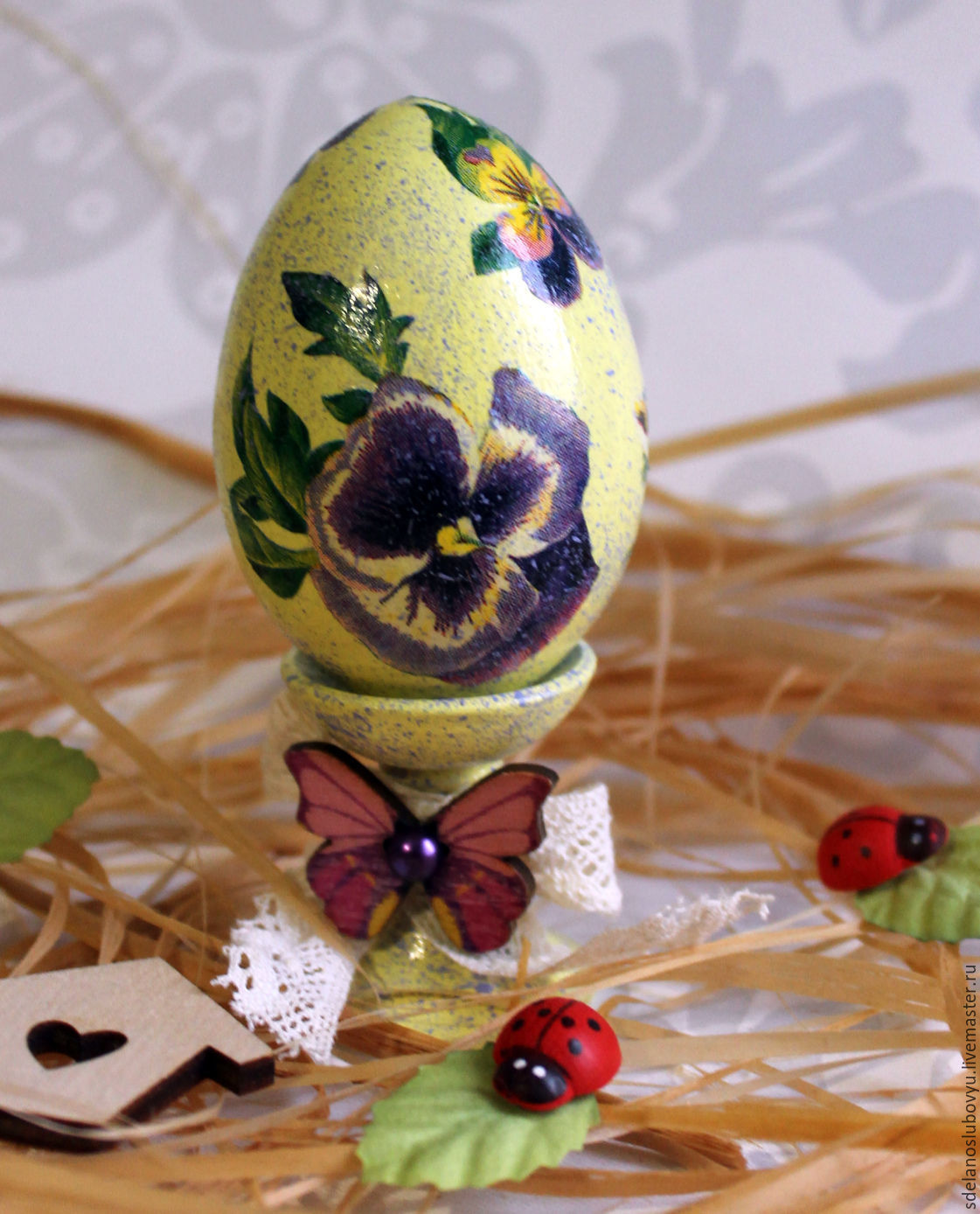 Easter egg pansies decoupage, Eggs, Moscow,  Фото №1