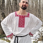 Русский стиль handmade. Livemaster - original item A shirt with a rectangular neckline Wedding. Handmade.