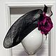 Дизайнерская ассиметричная шляпка для скачек с цветами черная. Шляпы. Анна Андриенко (Головные уборы). Ярмарка Мастеров.  Фото №6