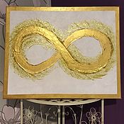 Картины и панно handmade. Livemaster - original item Picture of the golden infinity sign on a white 