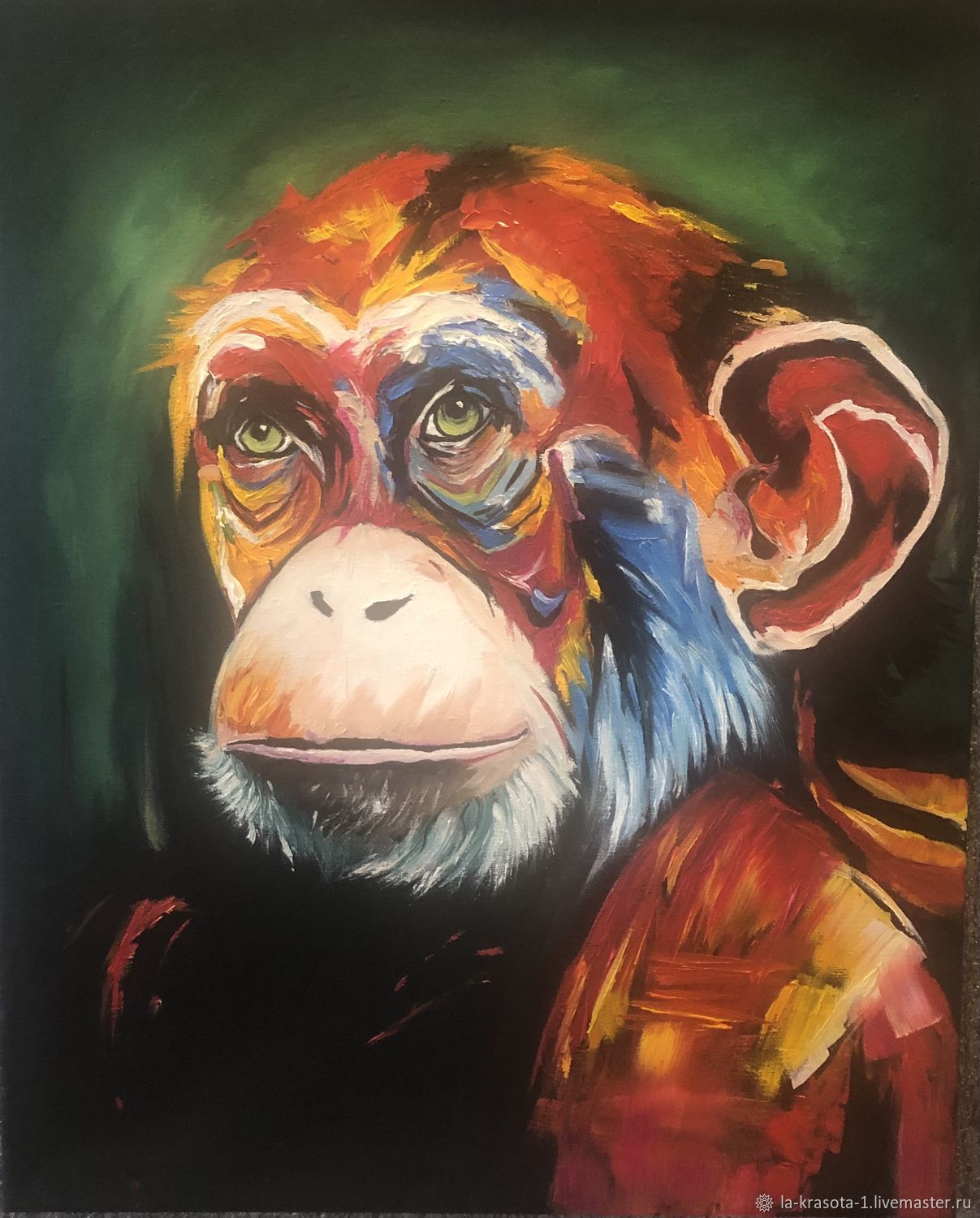 Интерьерная картина маслом "Обезьяна" 40x50 см на заказ в интернет ...