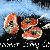 Украшения handmade. Livemaster - original item Tsvetana jewelry set with coral made of 925 DP0005 silver. Handmade.