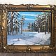 Большая картина маслом «Зима» в раме из гипса, Зеркала, Санкт-Петербург,  Фото №1